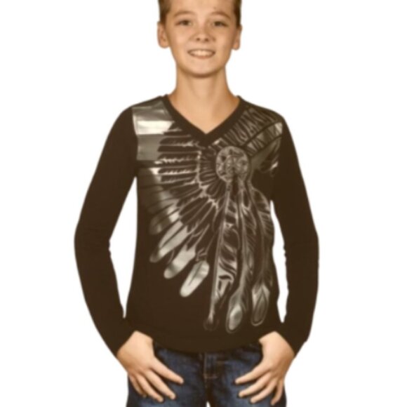 Akademiks Boys’ Native American Print Long Sleeve Shirt Small (Size 4) - Picture 1 of 11